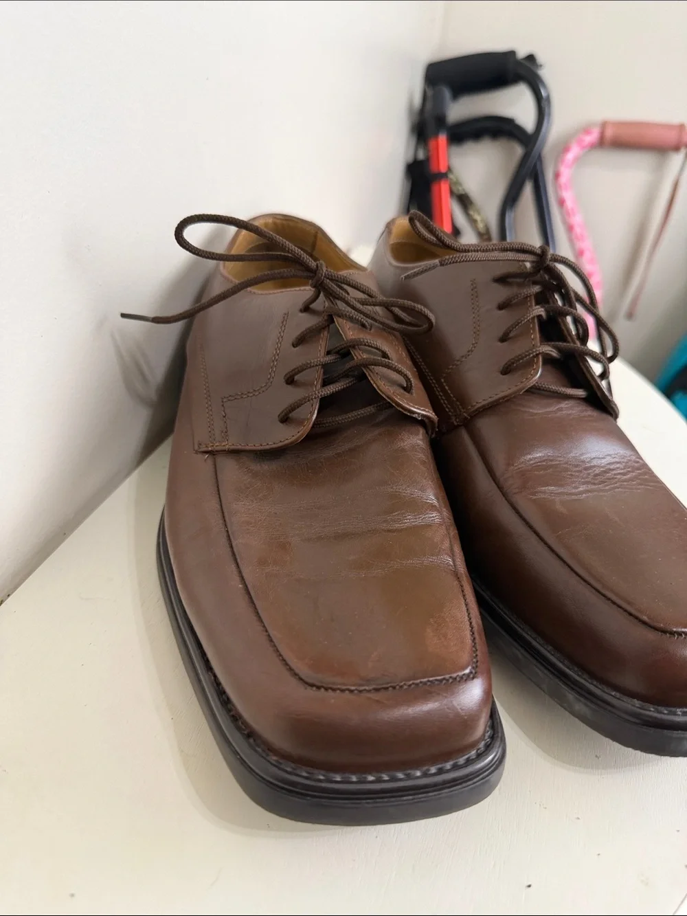 (2384) Nunn Bush NXXT Men's Brown Leather Lace-Up Dress Shoes, Size: 10.5